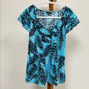 East 5th Blue and Black Patterned Blouse